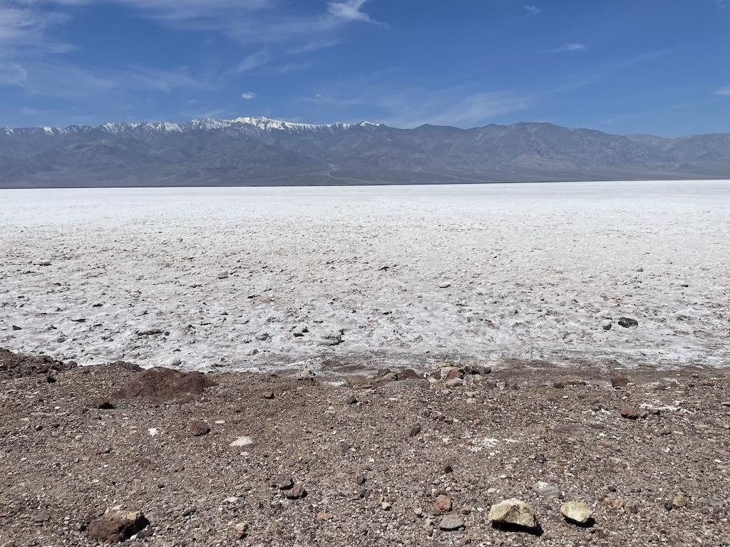View of salt on the ground that Luna saw at Death Valley, California