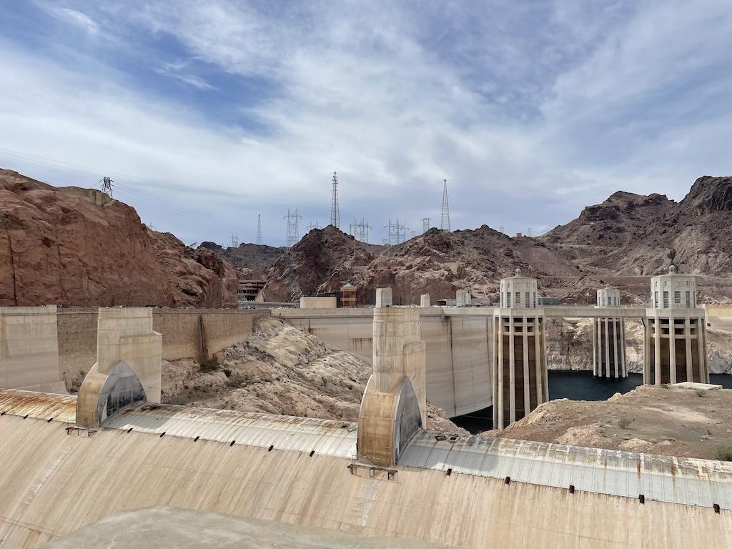 View of the intake towers and backside Luna saw while exploring the Hoover Dam in Nevada