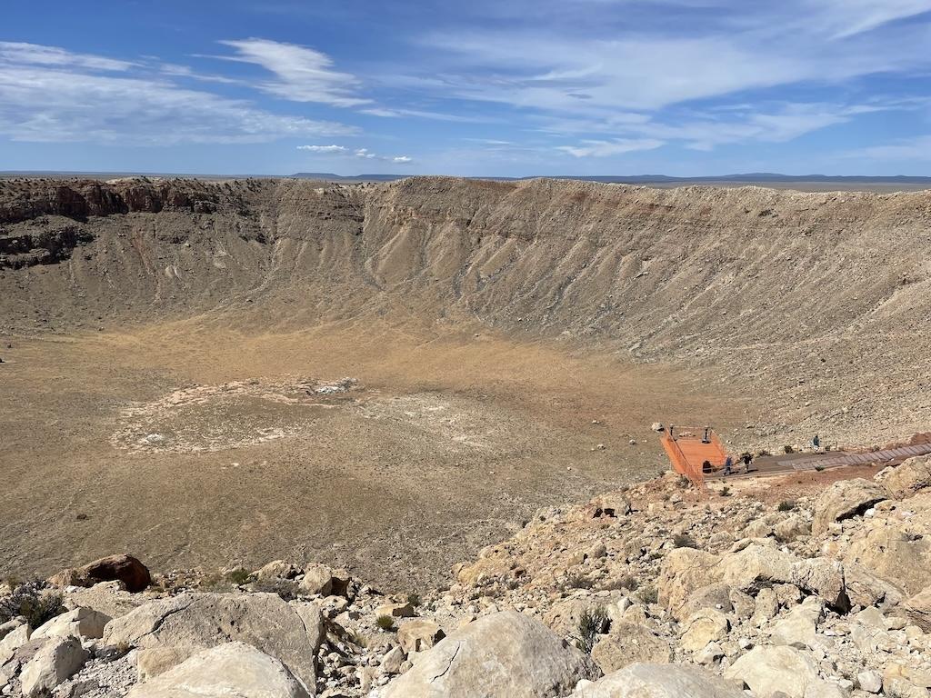 The view at the top when visiting Meteor Crater from the highest lookout view