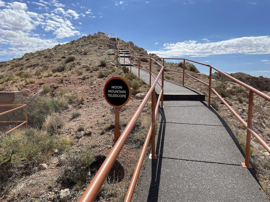 Stairs headed up to Moon Mountain Telescope at Meteor Crater Natural Landmard in Arizona