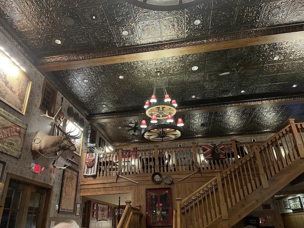 Western themed decor on walls at the Last Kind Words Saloon, where we ate dinner while staying in Death Valley