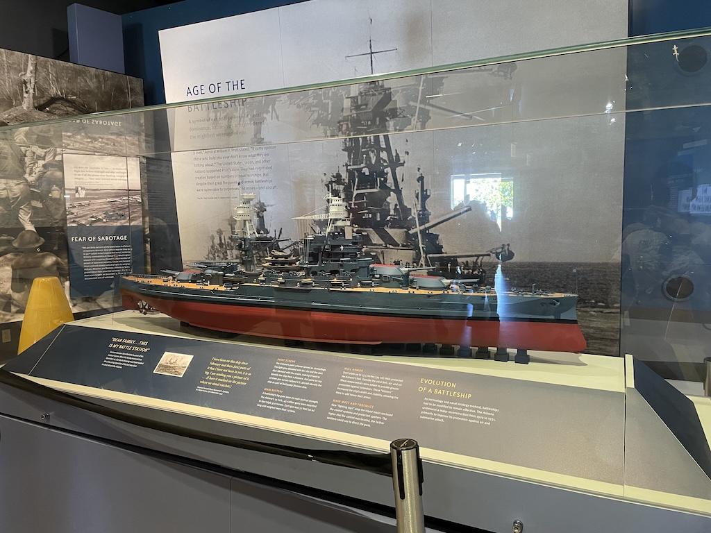 Battleship display at Pearl Harbor National Memorial in one of the museum, in Oahu, Hawaii