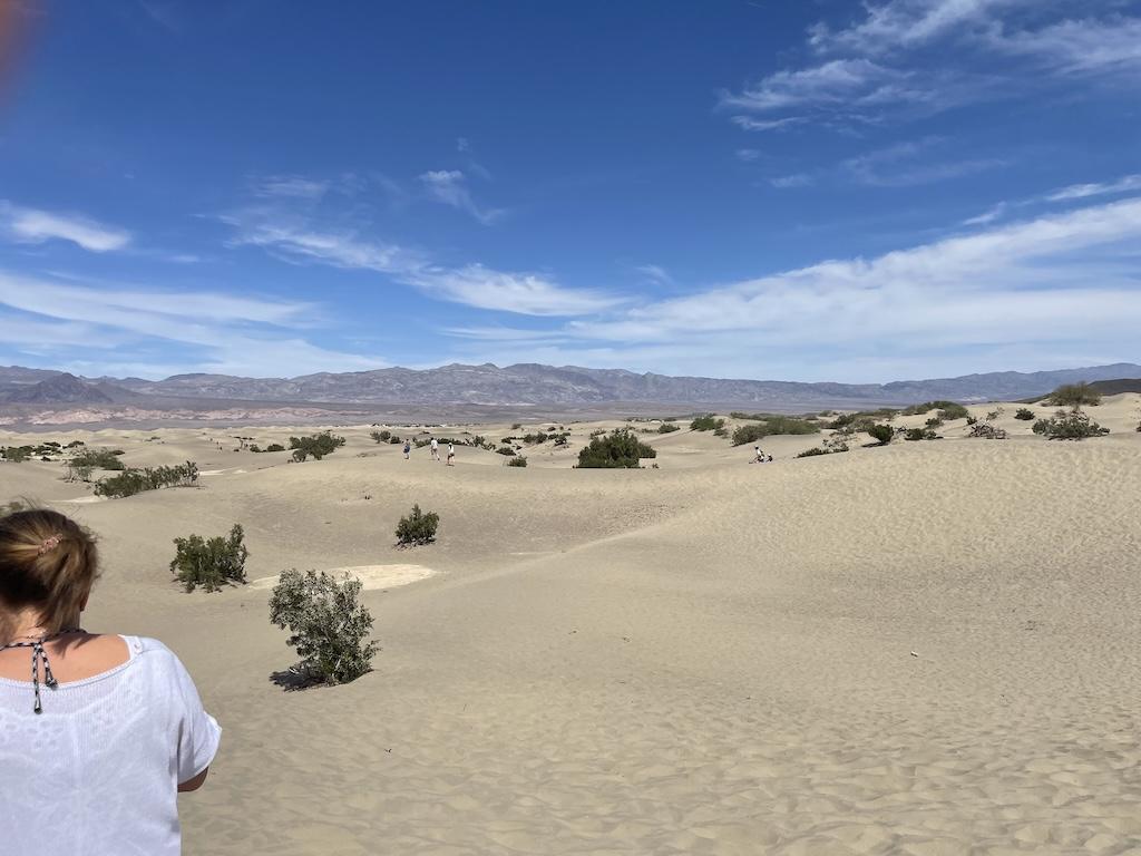 People at Death Valley and walking around at Mesquite Flat Sand Dunes