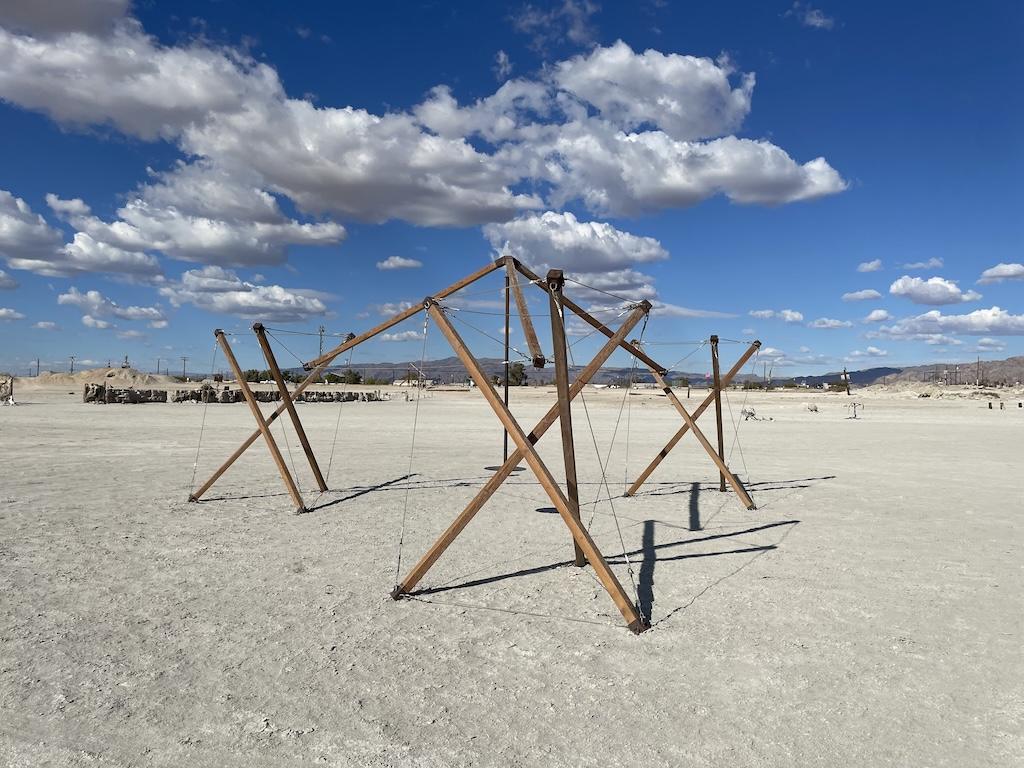 Wood art exhibit at Bombay Beach on the Salton Sea in California