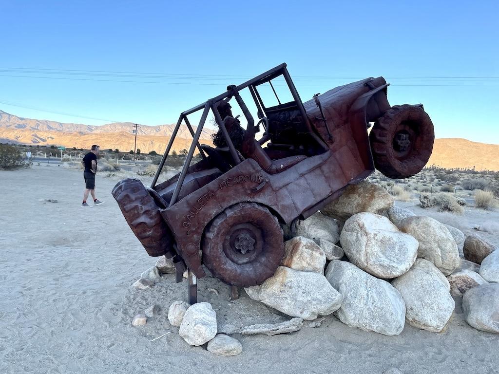 The Jeep metal sculpture at Galleta Meadows in Anza-Borrego, California