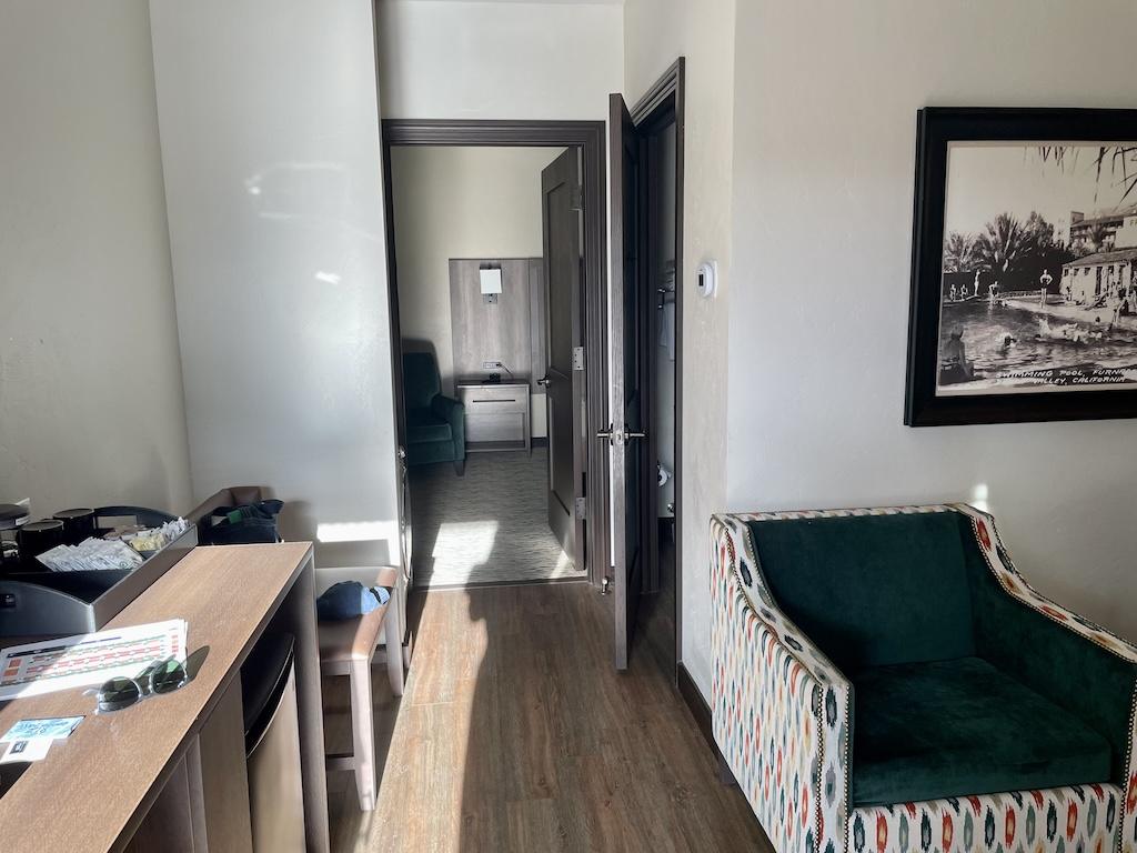 View of the inside of the cottage where Luna stayed at the Ranch at Death Valley in California