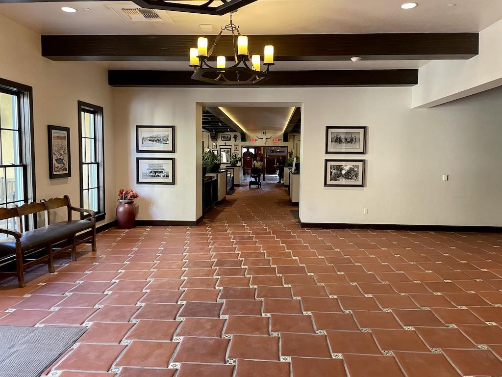 Inside lobby at the Ranch at Death Valley Oasis in California where Luna went to breakfast