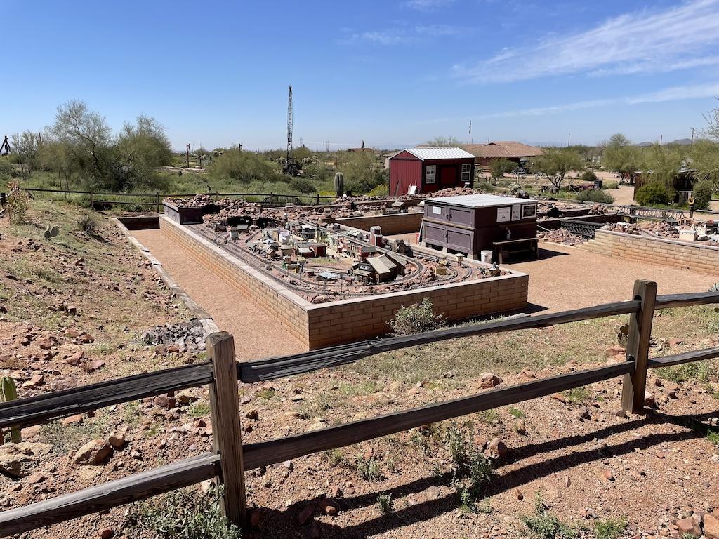 View of Superstition Mountain Museum Railroad at the Lost Dutchman Museum in Arizona