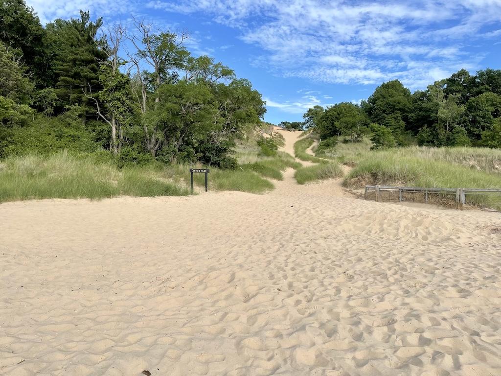 View of trail going up to Devil’s Slide at Indiana Dunes State Park