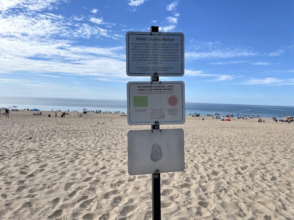 View of water quality sign at Indiana Dunes State Park