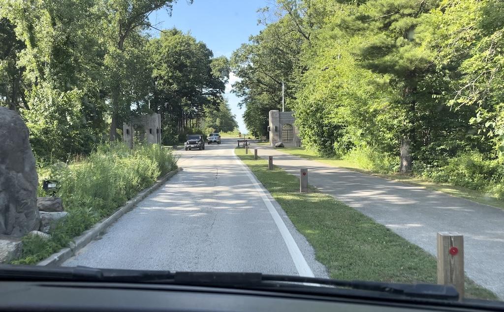 Long driveway to get to Indiana Dunes State Park that Luna took