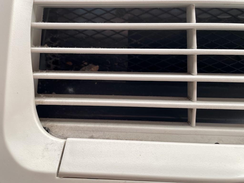 Rock in air vent in hotel room that Luna stayed at in the Midwest