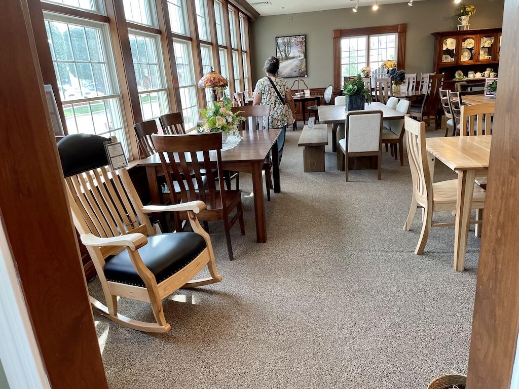 Person looking around inside furniture store in Shipshewana, Indiana