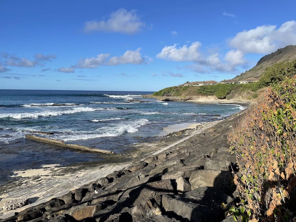 North Beach rocky shore view at Marine Corps Base Hawaii in Oahu