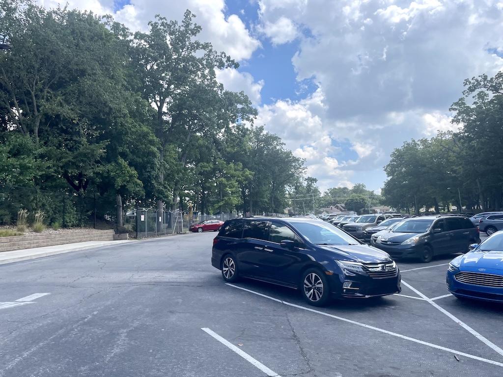 Cars in the Potawatomi Zoo parking lot in Indiana