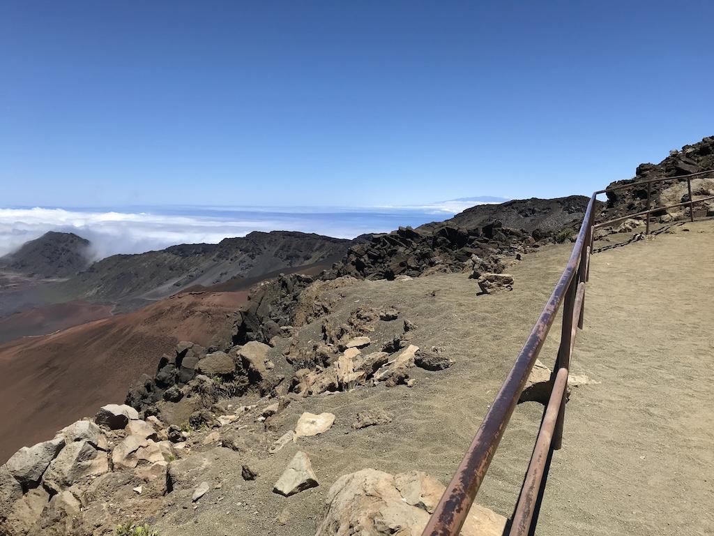 View along the rails at Haleakala Nationa Park in Maui, Hawaii