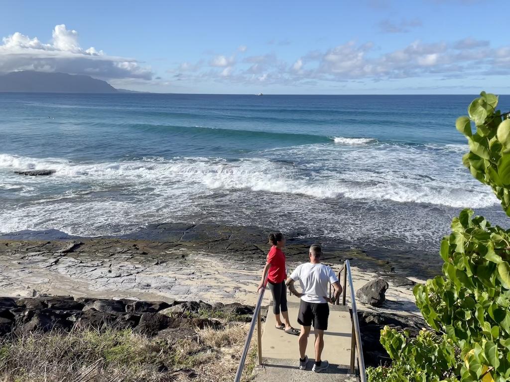 People looking at the views at North Beach at Marine Corps Base Hawaii in Oahu