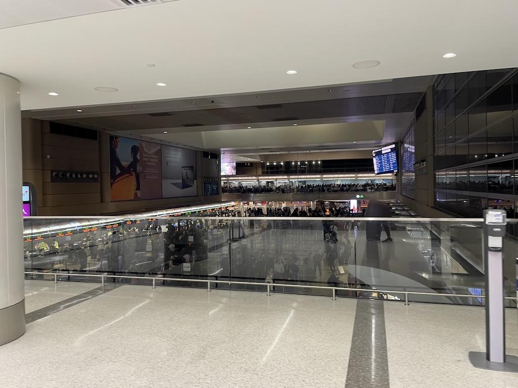 TSA security line Luna saw at a distance at LAX airport, California