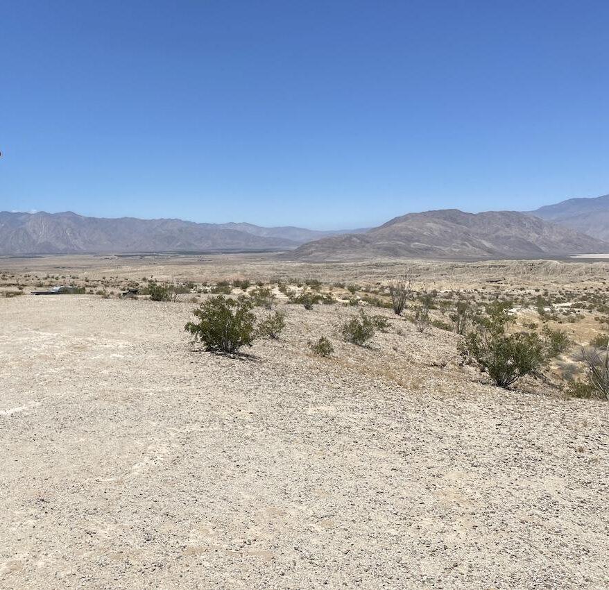 Side view of man looking at the mountains at Font’s Point in Anza-Borrego Desert State Park in California