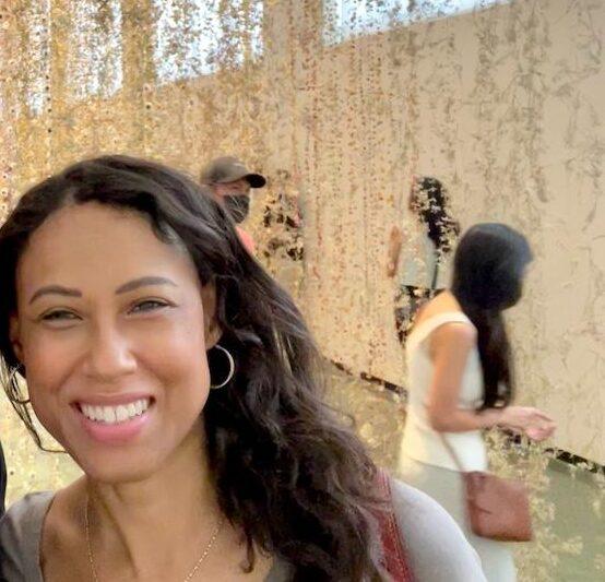 Luna smiling to the camera at the Honolulu Museum of Art in Oahu, Hawaii