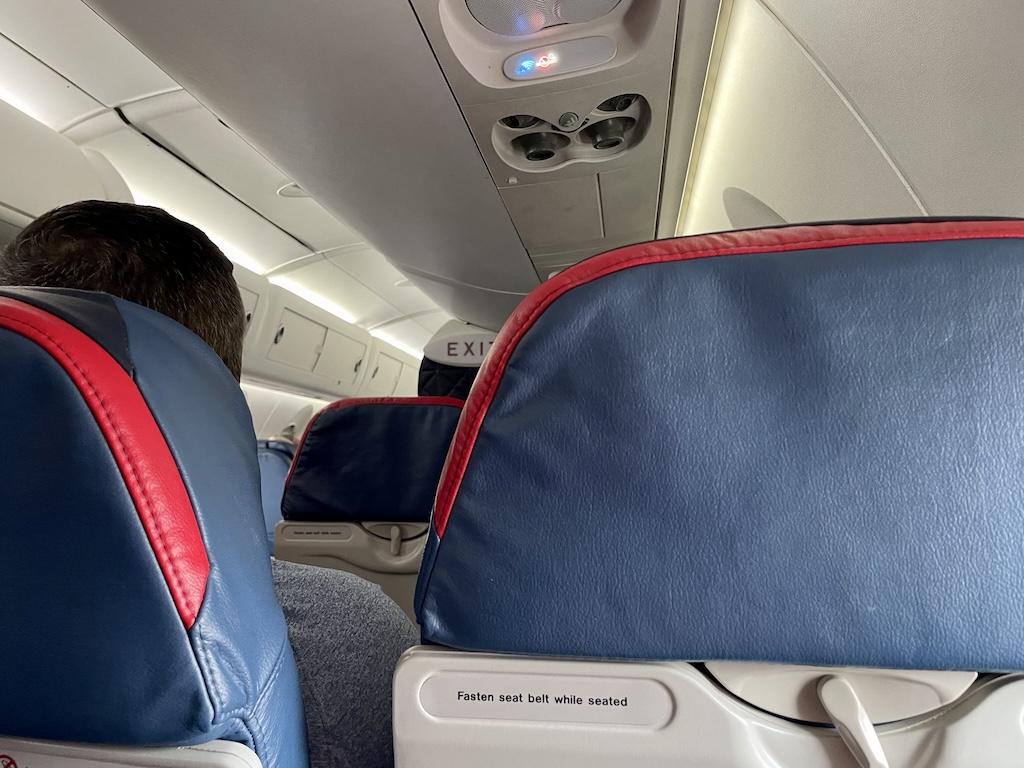 View of plane seats on Delta flight