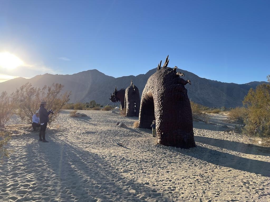 Serpent metal sculpture view of tail, Borrego Springs, California
