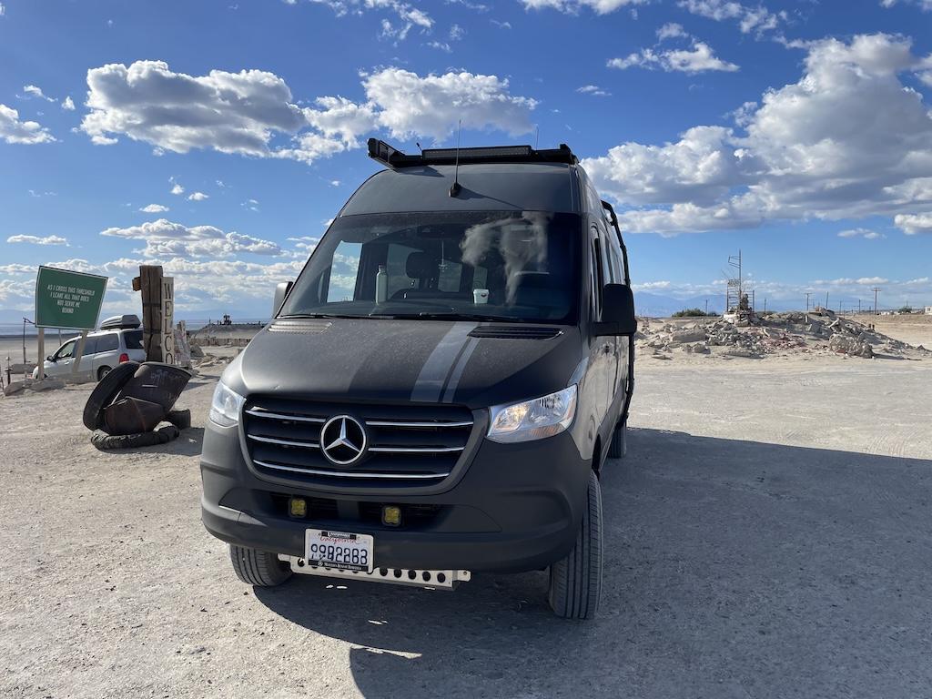 Sprinter van at Bombay Beach, California