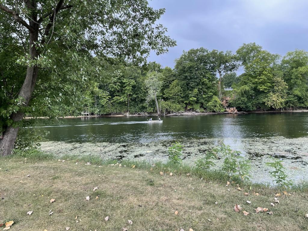 People boating along the St. Joseph River in Niles, Riverfront Trail, Michigan