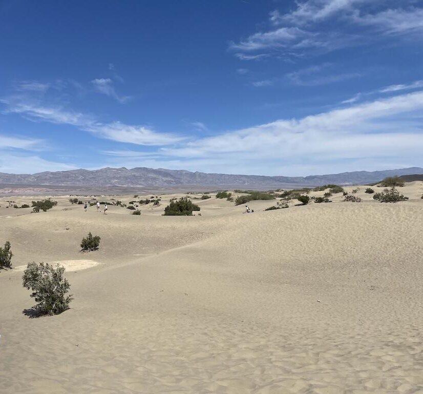People at Death Valley and walking around at Mesquite Flat Sand Dunes