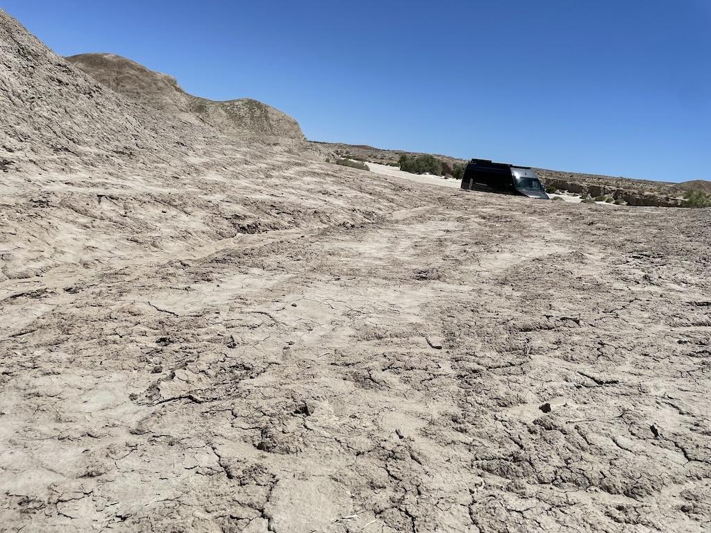 View of sediment on the road to Font’s Point overlook in Anza-Borrego, California