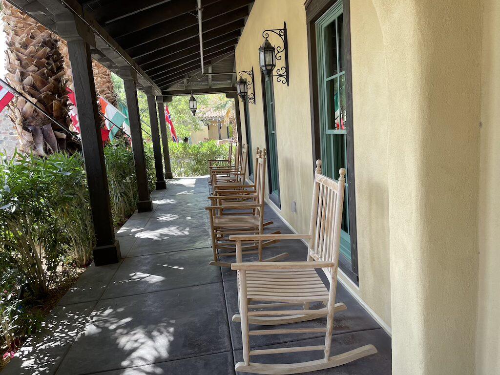 Rocking chairs at Town Hall at the Ranch at Death Valley, Death Valley, California
