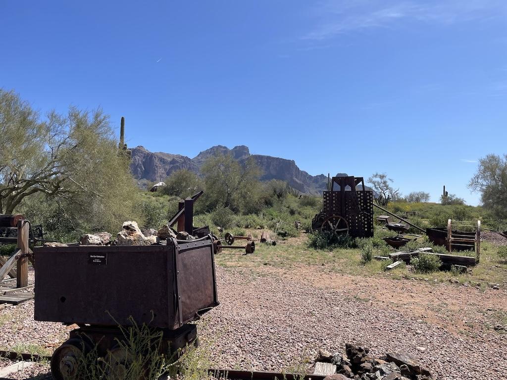 Old equipment and cars at the Superstition Mountain Lost Dutchman Museum in Arizona
